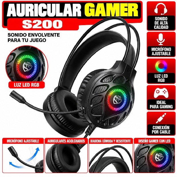 &ua  AURICULAR PS4 / PC / XBOX ONE GAMER S200
